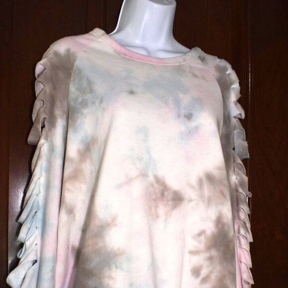 Blue Buttercup Pastel Tie Dye Cut Sleeve Sweatshirt Size Small Cozy - Picture 3 of 15